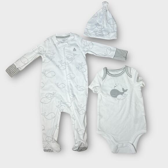 Baby Gap Cotton New Whale Print Baby Outfit Layette Set 6/9m - Picture 1 of 5